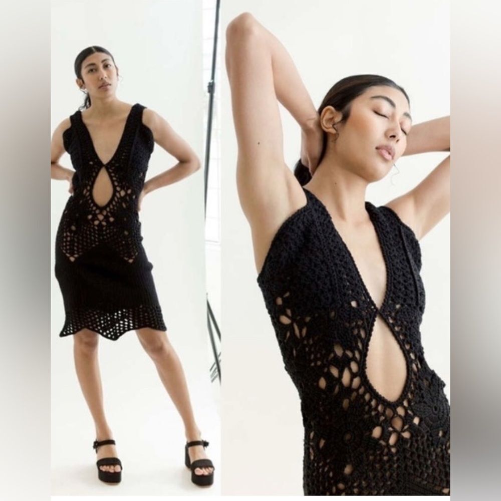 TACH Crocheted Fauna Dress Black Size Large NWT